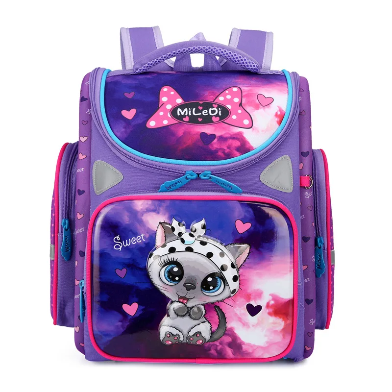 NewOrthopedicGirlBackpackForSchool3DCartoonCatGirlsEVASchoolBagsChildrenPrimary
