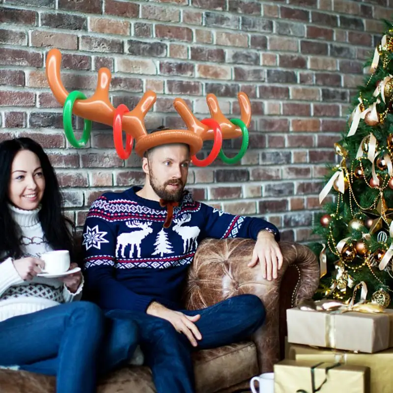 

Inflatable Reindeer Christmas Hat Christmas Toy Inflatable Reindeer Christmas Hat Antler Ring Toss Holiday Party Game Toys