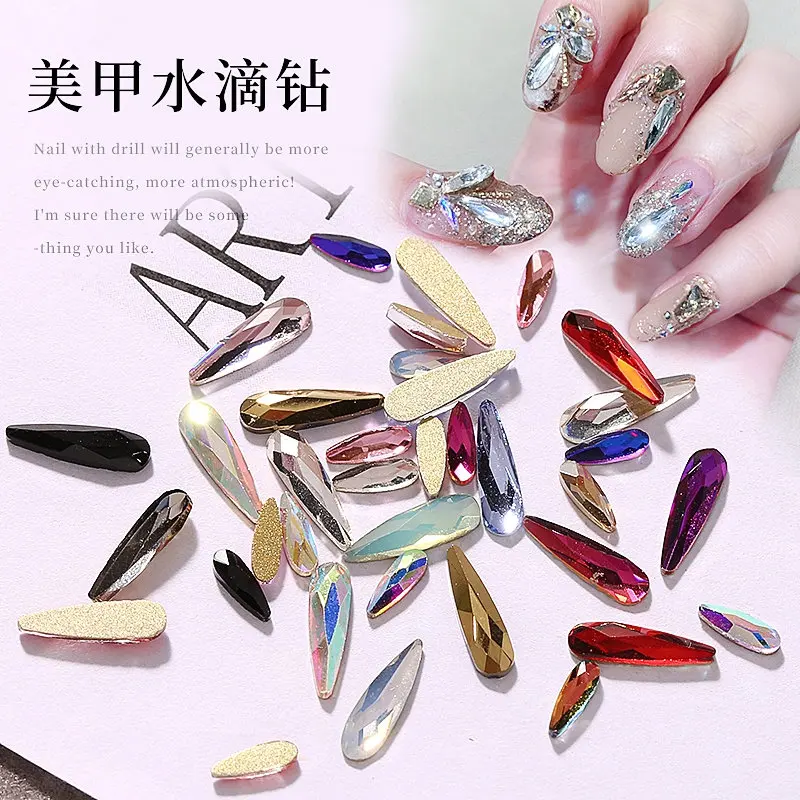 

50pcs/lot 3D Water droplets Rhinestones For Nails Strass Nail Art Decorations Crystal Nail Jewelry Nail Accessoires Nail charms