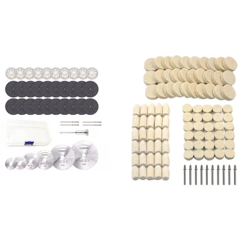 

100Pcs Wool Felt Polishing Pad Polishing Wheel Point Mandrel & 42 Pcs Diamond Cutting Wheel Mini HSS Circular Saw Blades