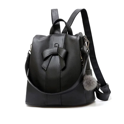Nevenka женский рюкзак с бантом большой повседневный рюкзак высокого качества школьный рюкзак из искусственной кожи рюкзак для подростков - Цвет: Black