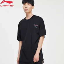 Li-Ning, мужские баскетбольные футболки Wade One Long Dance, свободные хлопковые футболки с графической подкладкой, дышащие спортивные футболки AHSP679 MTS3111