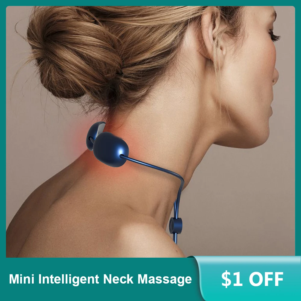 

Беспроводной мини-массажер для шеи, умный импульсный точечный стимулятор для глубоких тканей, Быстрое нагревание в помещении и на улице