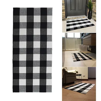 

Bathroom carpet doormat Kitchen Bathroom Cotton Plaid Rugs Black and White Checkered Rug Door Mat Rug