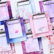 Small Fresh Clipboard A4 File Folder Board Plastic PP Writing Plate Hard Board Backing Board Plate Stationery Document Organizer