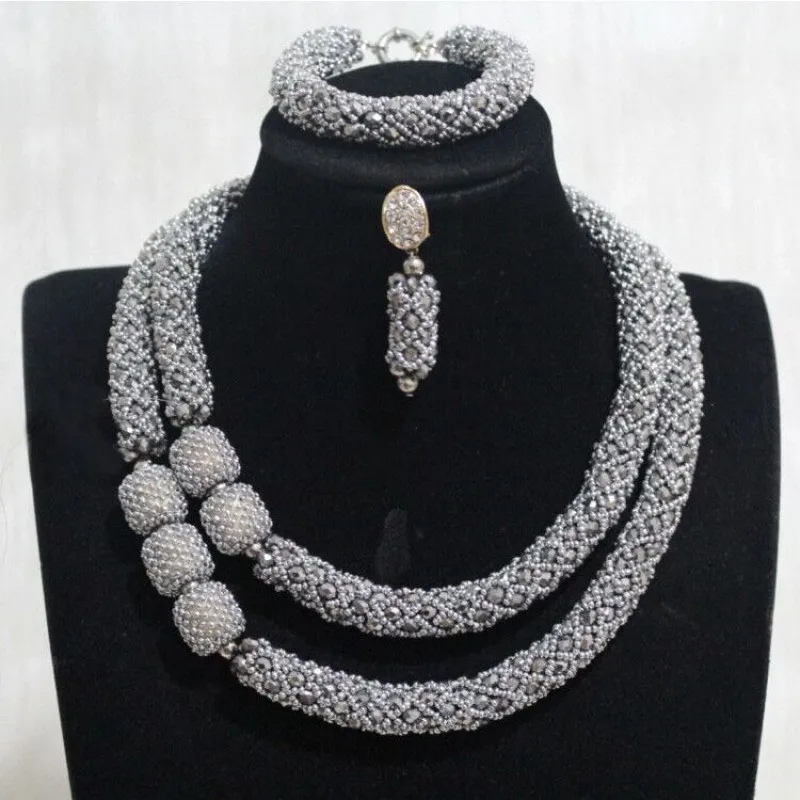 4 UJewelry, отличный набор украшений для женщин, серебро, 2 слоя, индийские украшения для новобрачных, набор для африканских нигерийских свадеб, Рождество