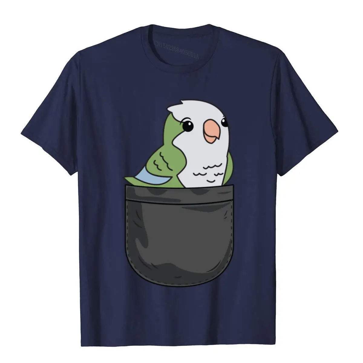 Quaker Parrot Monk parakeet In Pocket Funny Bird Lover Gift Long Sleeve T-Shirt__B13830navy