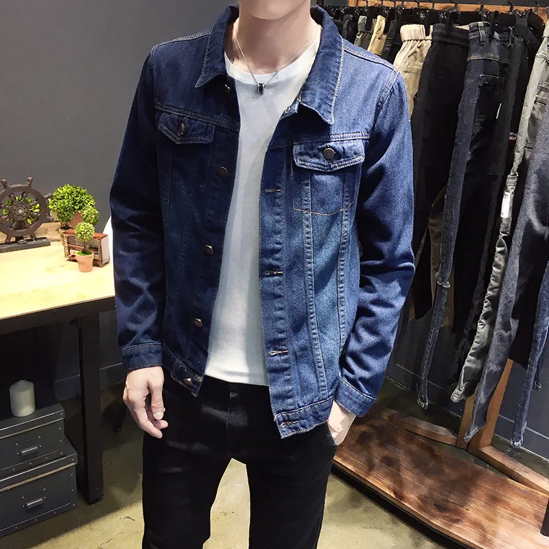 

Spring Denim Jacket Men Slim Fit Handsome Jeans Coat Young MEN'S Korean-style Cowboy Clothing Fashion