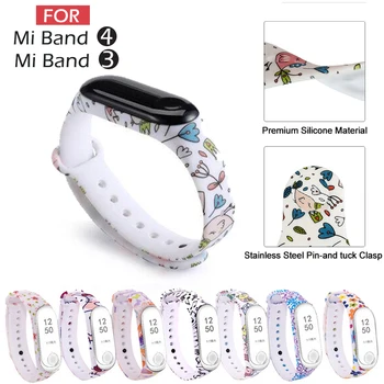 

Replacement Bracelet Xiaomi Mi Band 4 3 Strap Silicone strap for Xiaomi miband 3 4 silicone with varied flowers mi3 belt