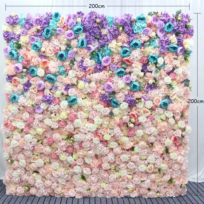 JAROWN 2M by 2M Gradient Colorful Artificial Fake Flower Wall Wedding Background Decoration Large Event Ornament Home Decor Flores (6)