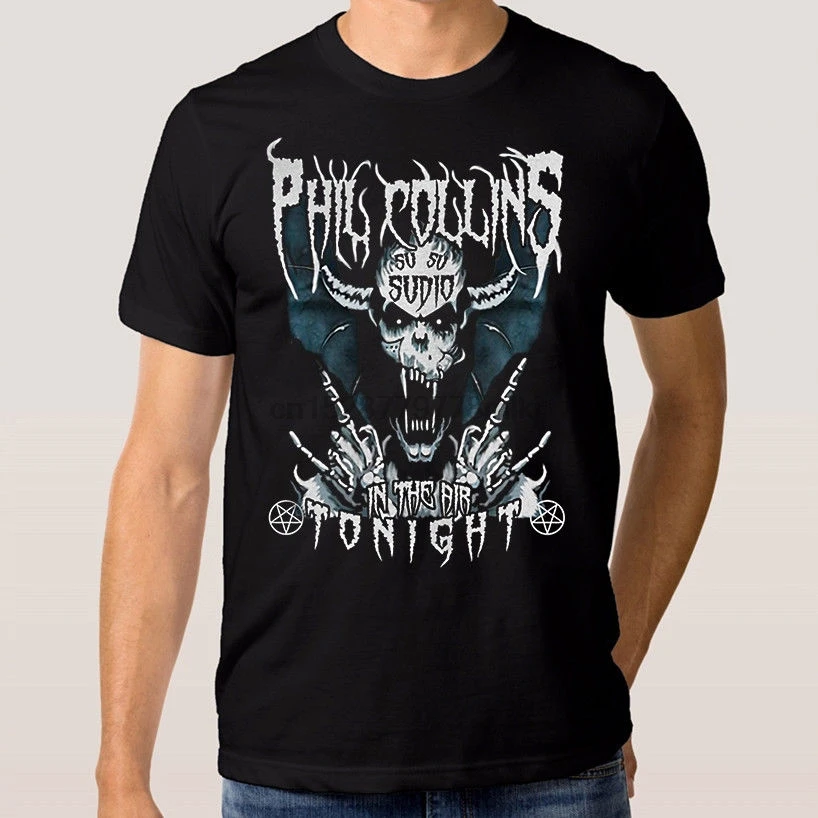 Phil Collins In The Air Tonight T-Shirt Men Punk Rock Metal Tee Printed T Shirt Cotton New Style Top | Женская одежда