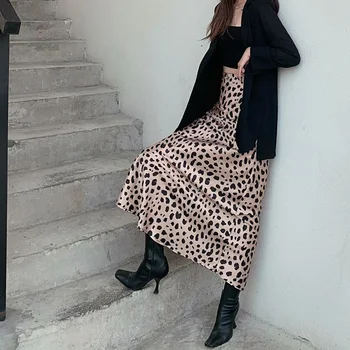 

2020 Summer Women Vintage Skirts Elastic Waist Snake Print A-Line Skirt Female Elegant Fashion Faldas Saias Skirt Clothes