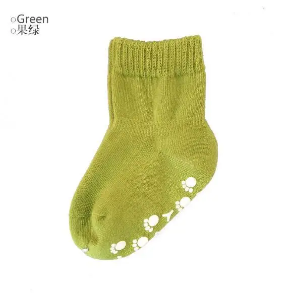 green Нескользящие носки-тапочки для малышей на весну и осень свободные детские носки без костей из чесаного хлопка - Цвет: green