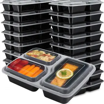 

20Pcs Food Storage Lunch Boxes Microwave Safe With Lids Outdoor Portable Bento Box Plastic Meal Prep Containers Home Kitchen