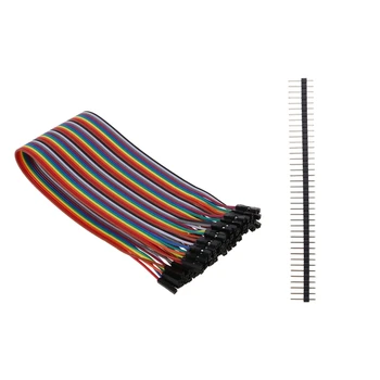 

10Pcs 1x40 Pin 2.54Mm Pitch Straight Single Row PCB Pin Headers & 40Pcs Female To Female Solderless Flexible Breadboard Jumper C