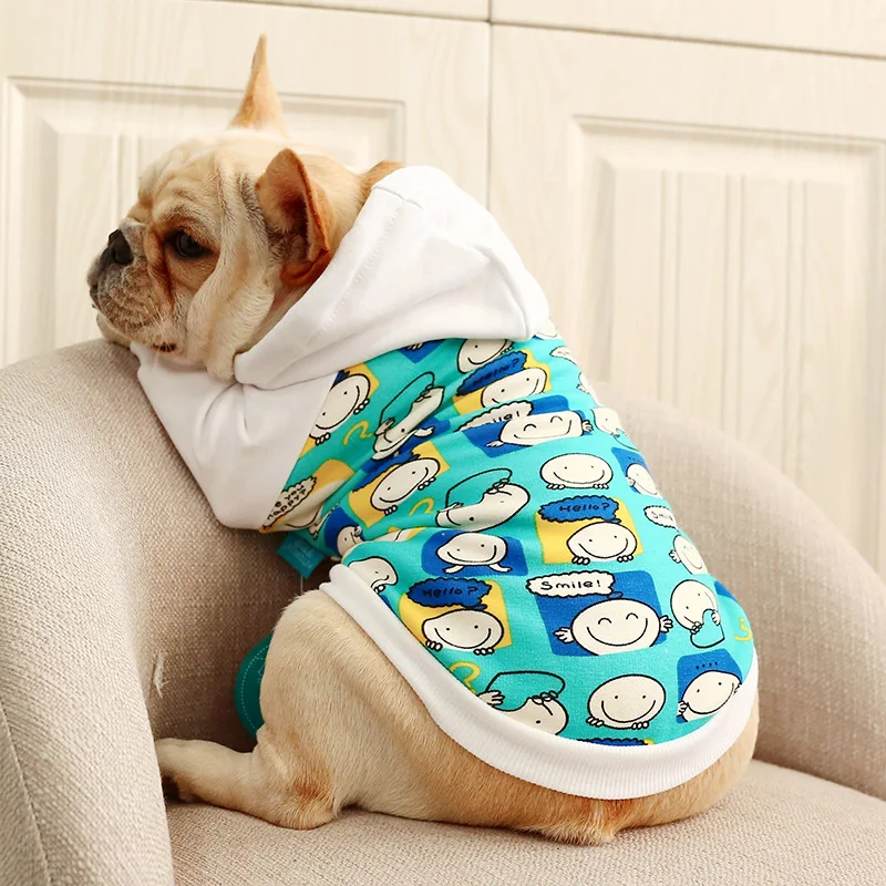 Модная Милая зимняя одежда для домашних животных Keji pet плюс бархат теплые на зиму свитер с капюшоном французская одежда для бульдога для собак