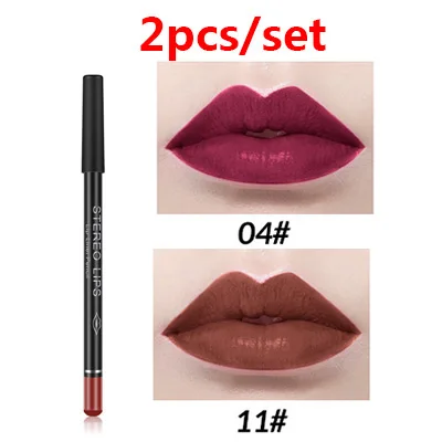 2pcs color 28 12 цветов, сексуальная матовая помада для губ, карандаш для губ, натуральный матовый карандаш для губ, набор ручек, инструмент для макияжа, женская косметика, легко носить - Цвет: 2pcs color 28