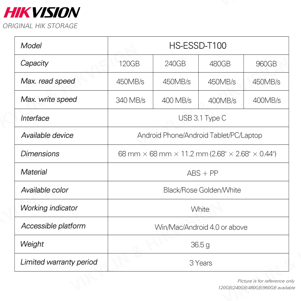 Hikvision-޴ SSD 120/240GB  SSD 960GB ũ ̺ 480GB SSD, USB3.1 cŸ ָ Ʈ ũ 3  SSD