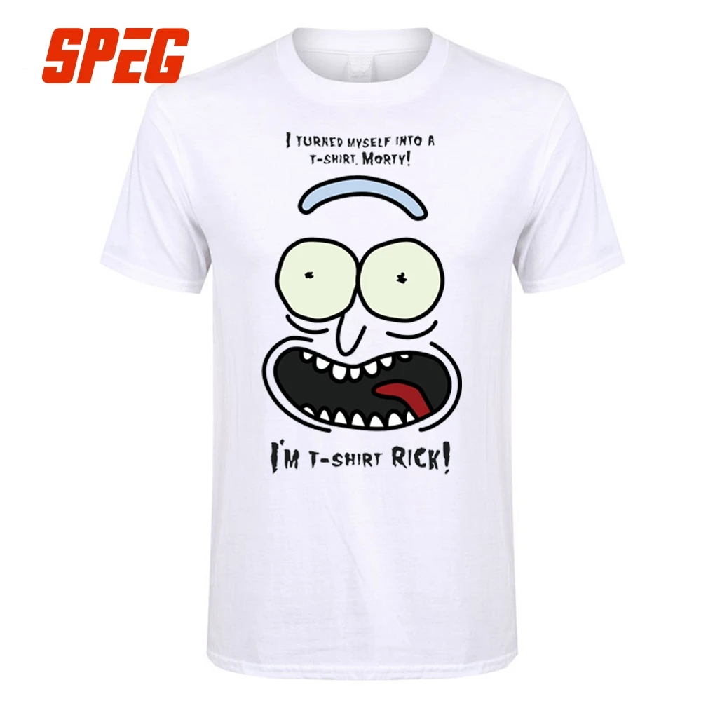 Футболка с надписью I'm T Rick Pickle and marty молодежная круглым вырезом одежда