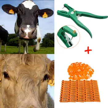 

100 Number Livestock Animal Ear Clip Tag ID Lable Marker + Applicator Plier Kit