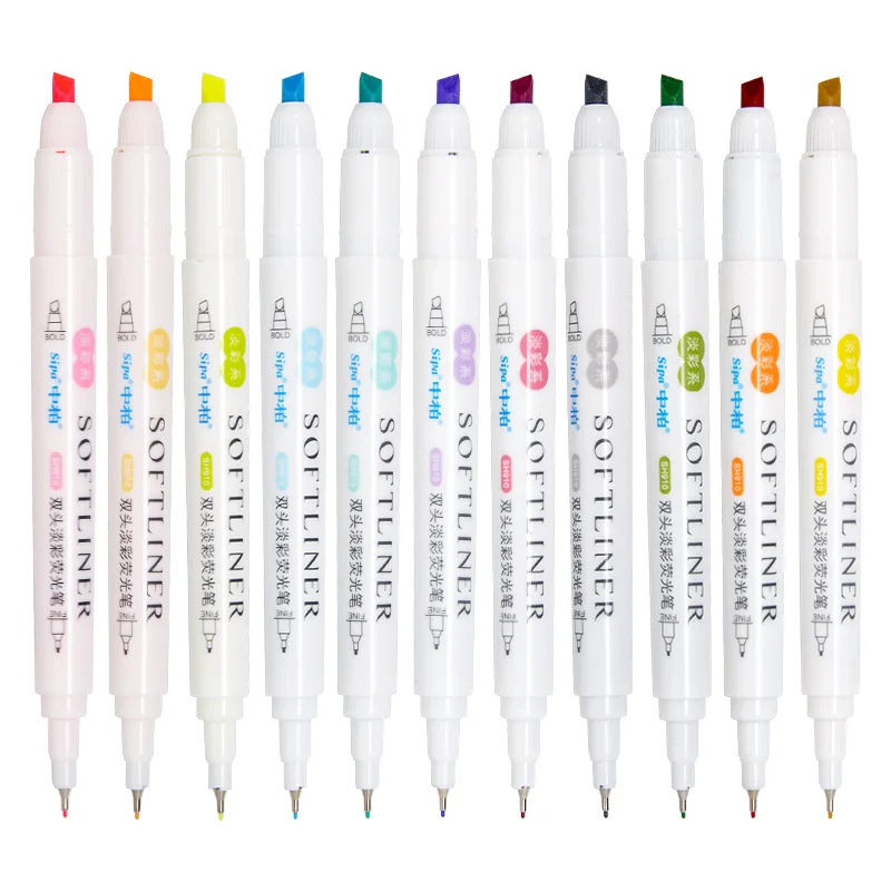 Kinbor 5pcs/set Marker Pen Double Nibs Stationery Markers Office