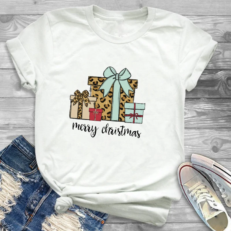 Tee Shirt Tees T-shirts Women Fashion Clothing Plaid Tree Truck New Year Merry Christmas Womens Female Graphic T Shirt T-Shirt - Цвет: CZ20468