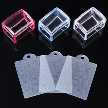 1 conjunto novo retângulo geléia silicone prego stamper claro lidar com manicure selo modelo ferramentas stamper para estampagem(China)