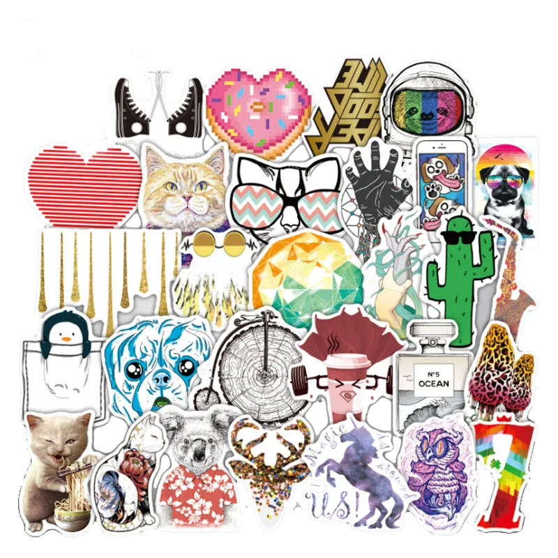 

10/30/50PCS100 Cartoon Fantasy World Motorcycle Trolley Case Cartoon Graffiti Waterproof Sticker Toy Decoration Wholesale