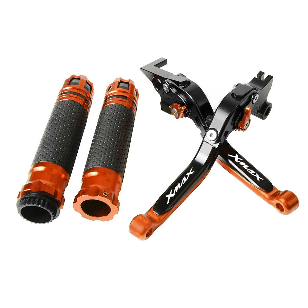 XMAX XMAX125 250 400 CNC Brake Clutch Lever and Handle bar Grips For YAMAHA XMAX xmax250 400 all years Handbar end - Цвет: A7-XMAX LOGO
