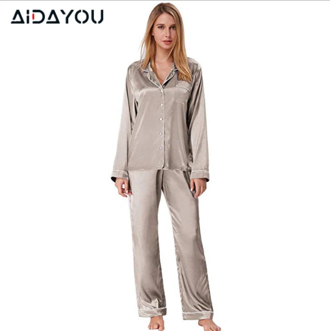 Women's satin pajama sets long sleeve Clearance