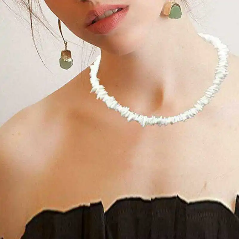 Necklace Chips Beach Puka Natural Clam Handmade beautiful Choker Shell