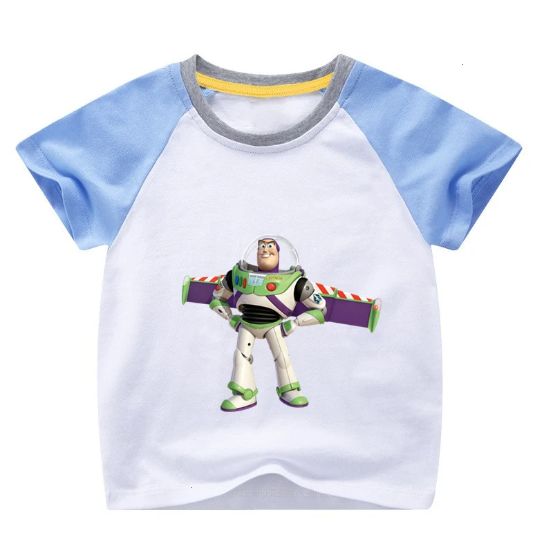 Летняя футболка для девочек Bing Buzz Lightyear, смешная комбинированная цветная футболка с круглым вырезом для детей, Детская футболка с героями мультфильмов одежда для малышей - Цвет: as picture