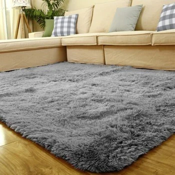 

Grey Faux Fur Fluffy Carpet Plush Soft Carpets For Living Room Bedroom Rugs Anti-slip Floor Mats Bedroom Water Absorption Carpet