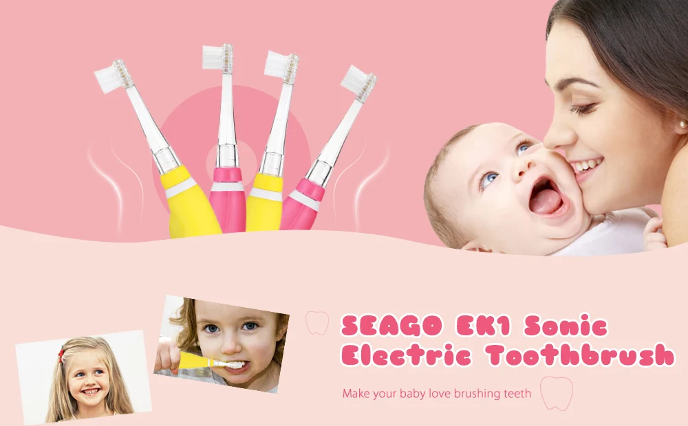 SEAGO EK1 Professional Sonic Electric Toothbrush Intelligent Vibration with LED Lights for Kids Baby