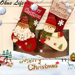 Рождественские украшения 2019, рождественские чулки, носки снеговика Санта Клауса, рождественский подарок для детей, новогодние подарочные