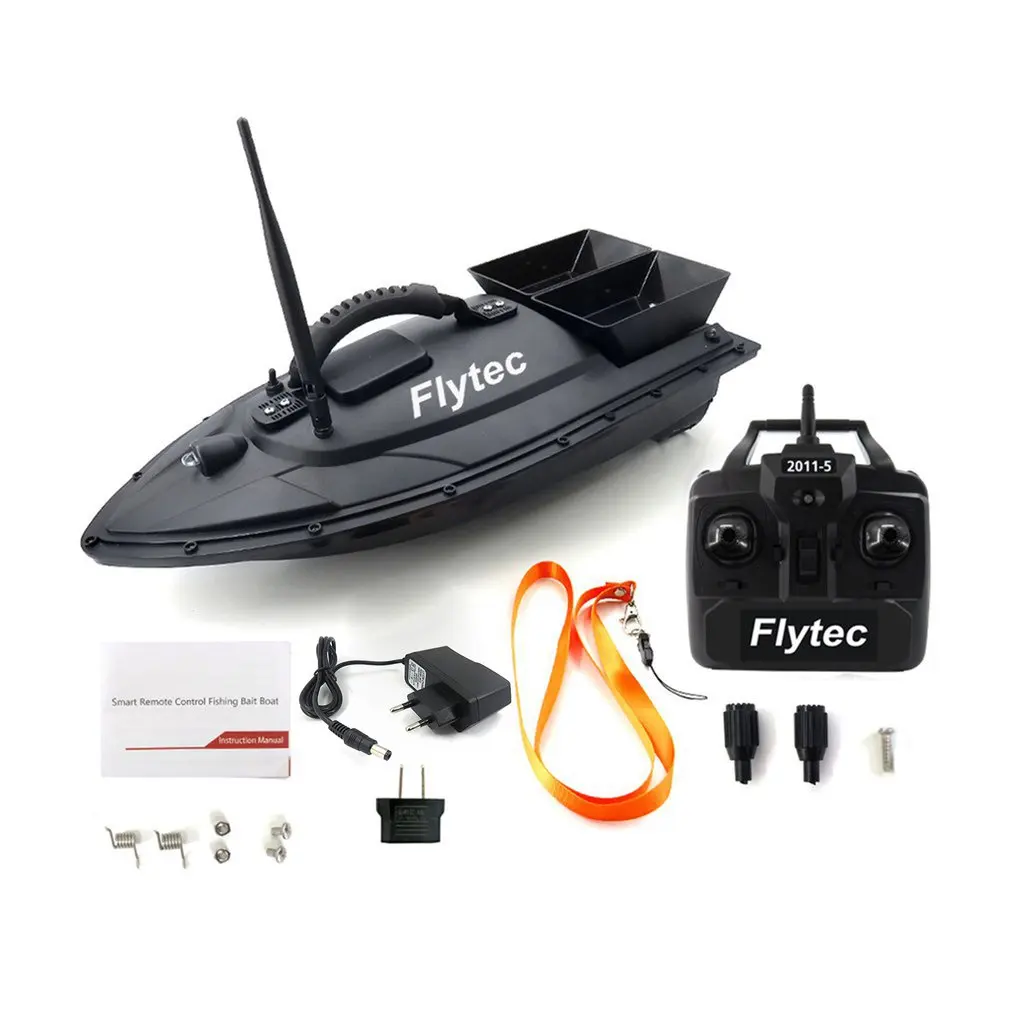 EU Plug Black Flytec 2011-5 Fishing Tool Smart RC Bait Boat Toy Dual Motor Fish Finder Fish Boat Remote Control Fishing Boat Racing Ship Boat - Цвет: EU Plug Black