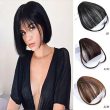 Xuanguang natural bang cabelo falso franja preto marrom auburn vermelho clip em cabelo sinttetico franja clip em Liu hai