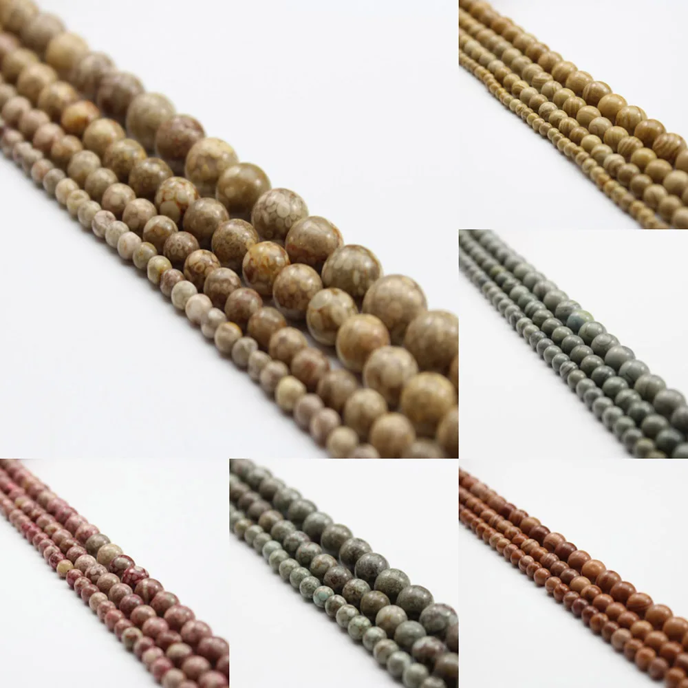 

15“ 4 6 8 10mm Natural Stone Beads Grain Round Full Strand Healing Gem Semi Precious Loose Beads For Jewelry Making DIY Bracelet