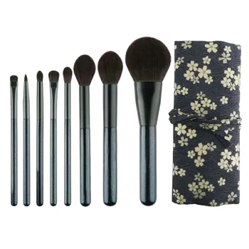 

1 Set of 8pcs Cosmetic Brushes Artificial Fiber Makeup Brushes with Flower Printing Storage Bag