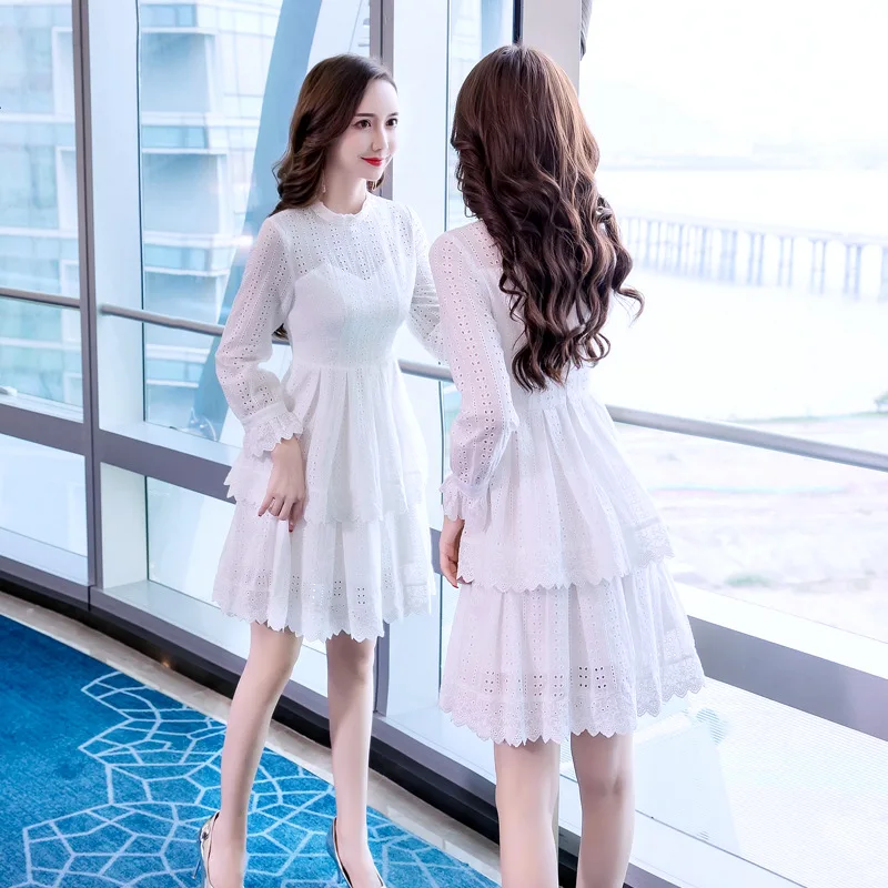 

Photo Shoot 2018 Autumn Clothing New Style WOMEN'S Dress New Products Fashion Elegant Skirt Short-height Dress Hollow out A- lin