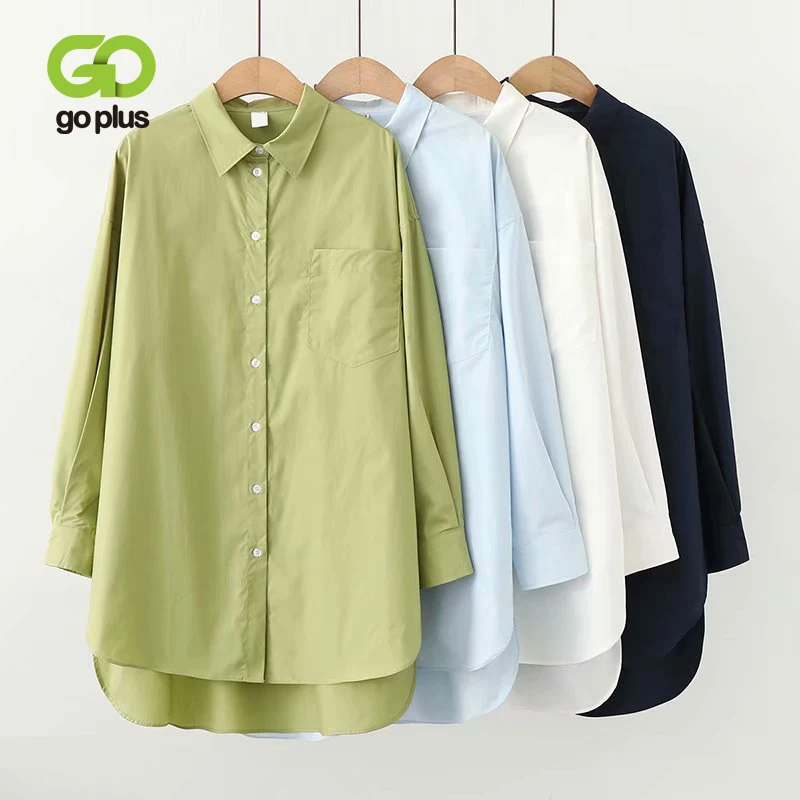 

GOPLUS Ladies Blouse Long Sleeve Womens Blouses 2020 Fashion Green White Shirts Oversize Tops Damen Blusen Kleding Vrouwen C9825