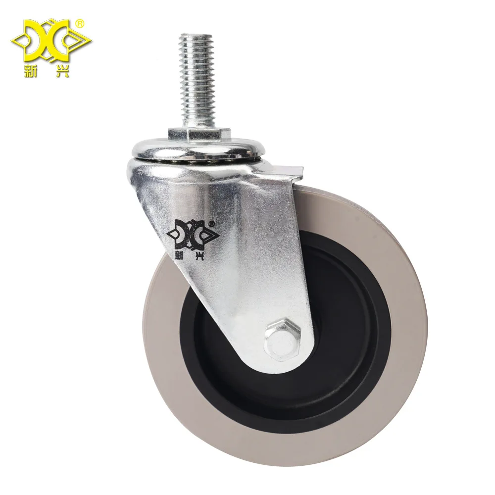 

Factory Direct Selling Light 4-Inch Black Heart Gray PVC Screw Universal Casters Omni-directional Wheel Food Delivery Van Cloth