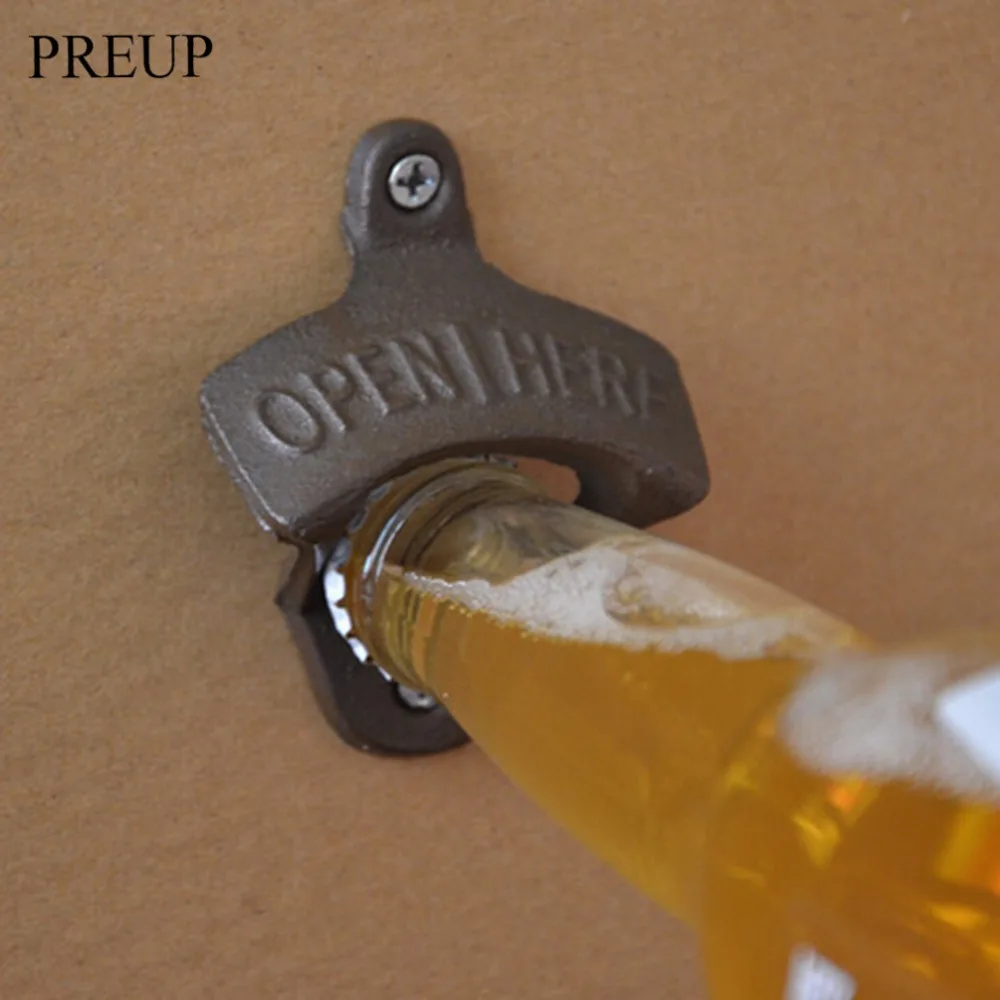

PREUP 1 pc Vintage Rustic Iron OPENER Beer Bottle Opener Wall Hanging Antique Rust Style Bar Pub Beer Bottle Kitchen useful Tool
