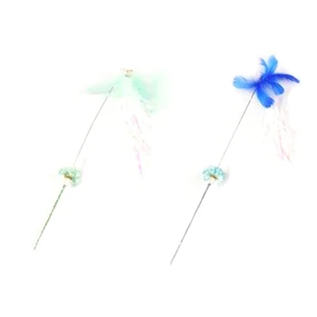 

2PCS Funny Cat Stick Cat Toy Custom Color Handmade Tassel Feather Funny Cat Toy Young Cat Plastic Interactive