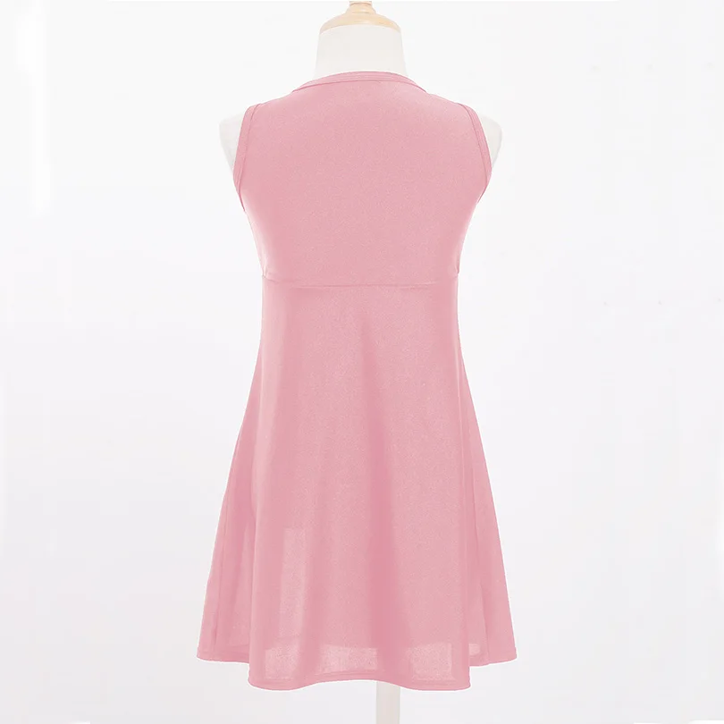 Kids Girls Sport Tennis Dress Casual Round Neck Sleeveless Sports Mini Dress Badminton Dancing Cheering Outfits Gym Sportswear