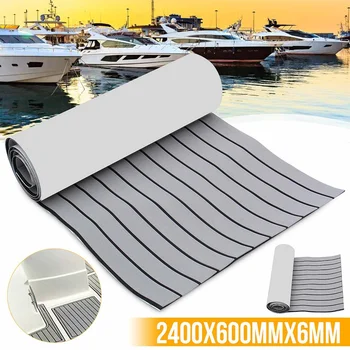 

2400x600x6mm EVA Foam Boat Flooring Faux Teak Decking Sheet Pad For Yacht RV Boat Marine Self Adhesive Boat Flooring Mat Gray