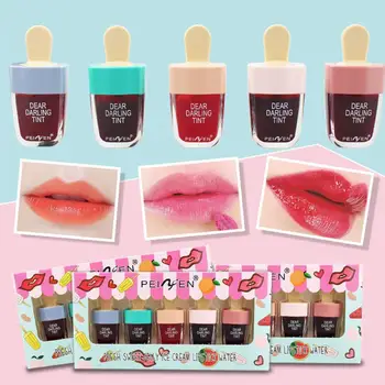 

5PCS / Set Lip Gloss Set Ice Cream Shape Lipstick Water Glaze Liquid Pearl Lip Lip Dye Gloss Liquid Lip Lipstick H5Q0