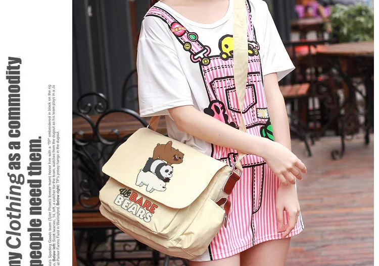 We Bare Bears Shoulder Bag Bear Three Cute Comic Bag Satchel Russian Cartoon Gift Present Crossbody Aslant (5)