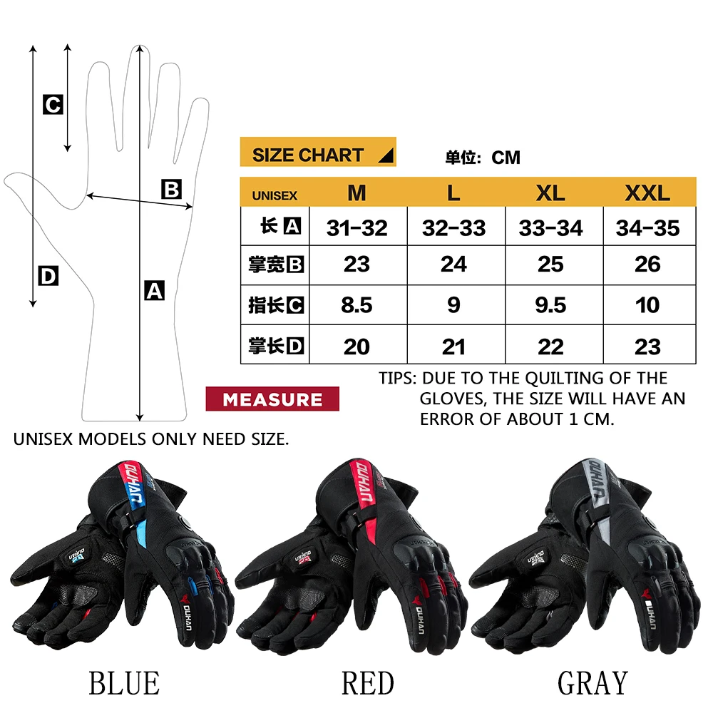 Guantes De Moto Invierno Impermeable Al Viento T/érmicos De Piel Sint/ética Resistentes Al Viento Waroomss Guantes De Manillar para Motocicleta Impermeables C/álidos para Moto Scooter