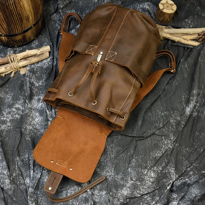 Crazy horse мужской рюкзак из натуральной кожи, деловая сумка для ноутбука, винтажный рюкзак для путешествий из коровьей кожи, мужской рюкзак, школьные сумки
